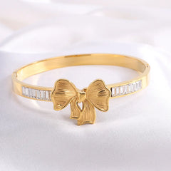 Fashion Elegant Glitter Bowknot Bangles for Girl Romantic Sweet Vintage Glamorous Trendy Jewelry for Women Accessories Wholesale