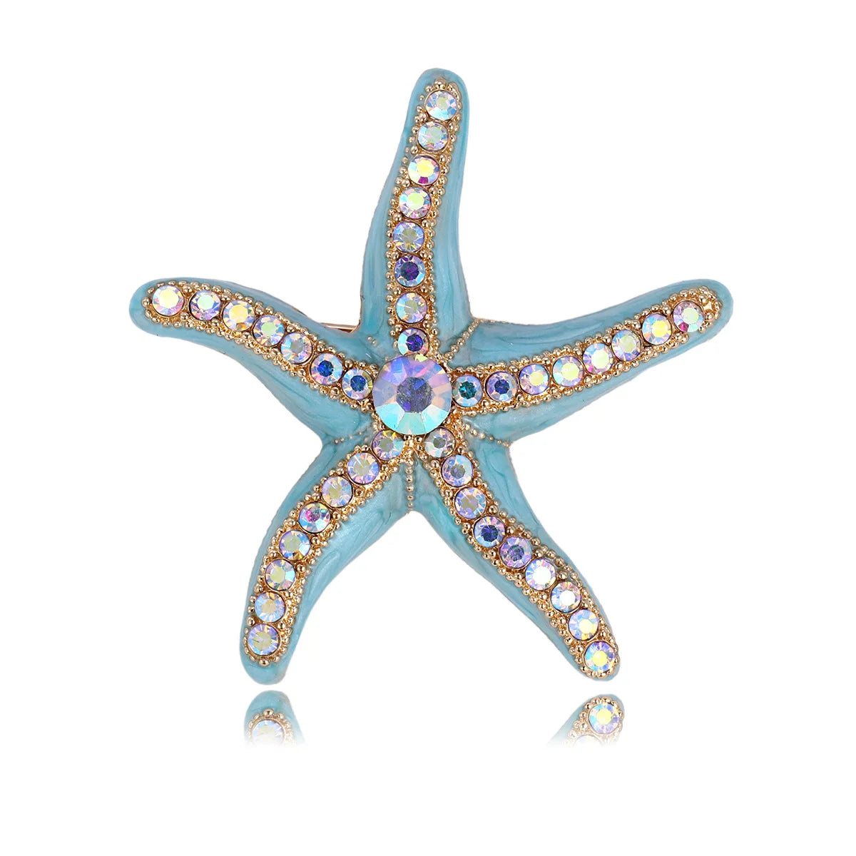 Fashion Ocean Style Starfish Glitter Brooches for Girls Sweet Elegant Pins Jewelry for Women Ladies Accessories Wholesale
