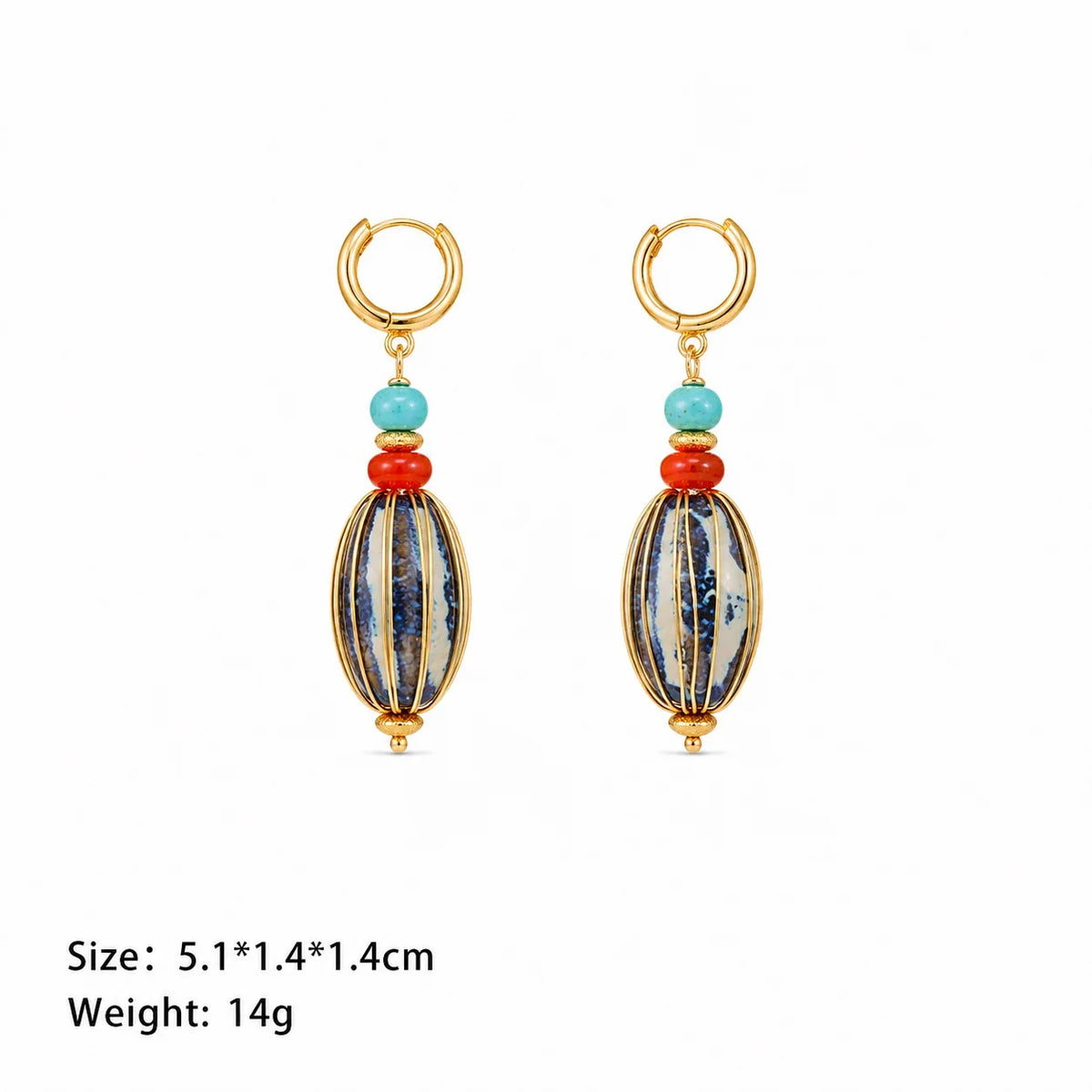 Women Ceramic Bead Red Agate Abacus Blue Turquoise Earring Fashion Dainty Charms Low MOQ in Stock Jewelry for Ladies Causal
