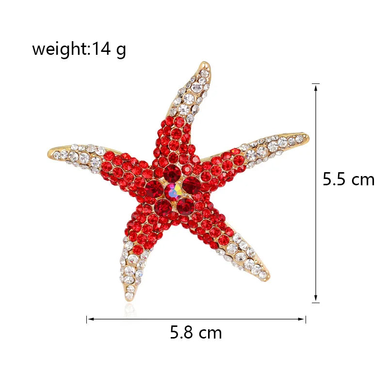 Fashion Star Sweet Glitter Rhinestone Brooches for Girls Elegant Trendy Glamorous Pins Jewelry for Women Ladies Accessories