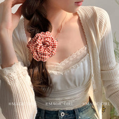 Hot Sale Women Color Blocked Flower Hair Claws Graceful Trendy Handmade in Stock Hair Clips Accessories for Daily Office Use