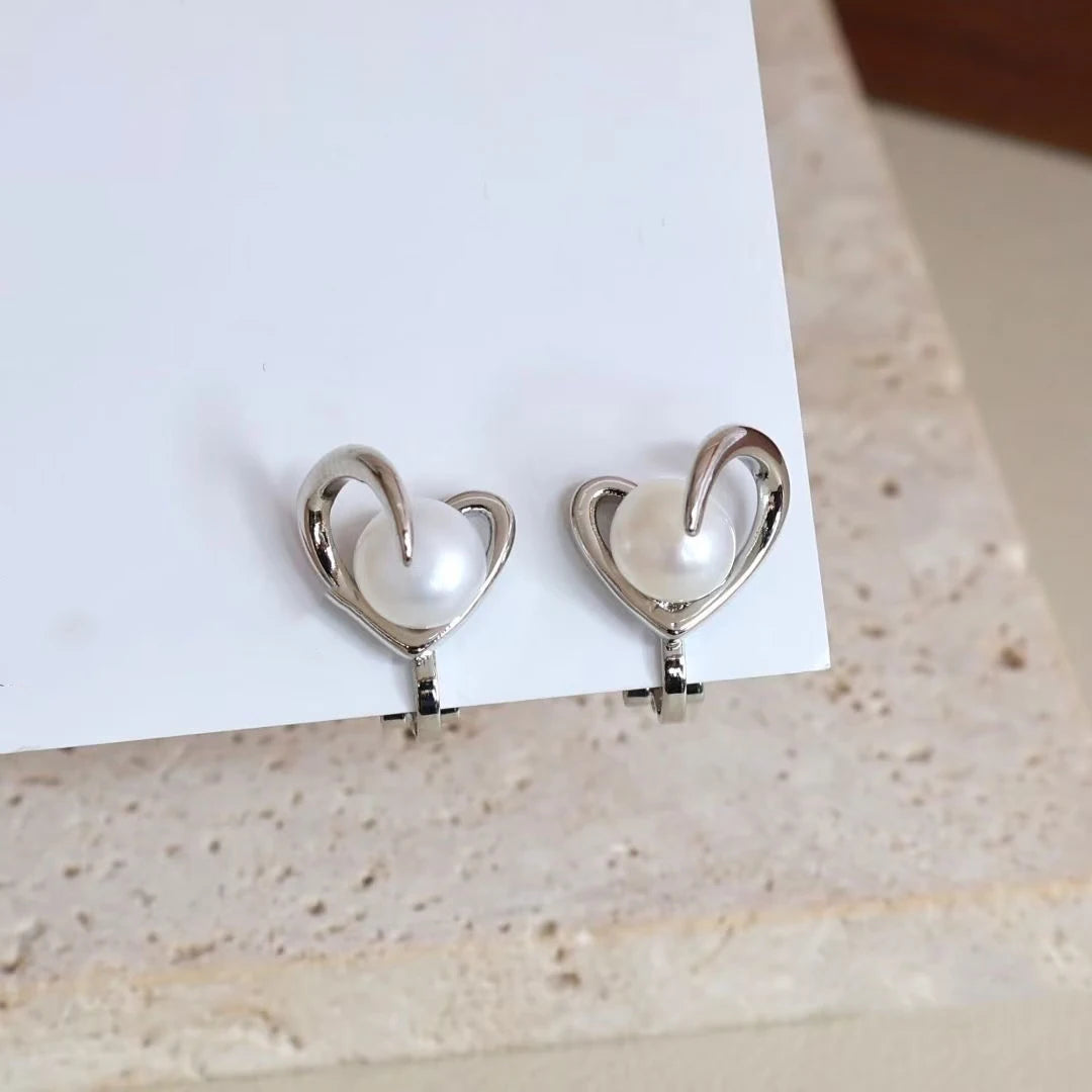 Fashion Imitation Pearl Swan Elegant Clip on Earrings for Girls Glitter Art Deco Jewelry for Women Ladies Accessories Wholesale