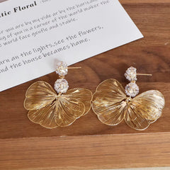 Fashion Butterfly Flower Luxury Exaggerated Drop Earrings for Girls Elegant Sweet Jewelry for Women Ladies Accessories Wholesale
