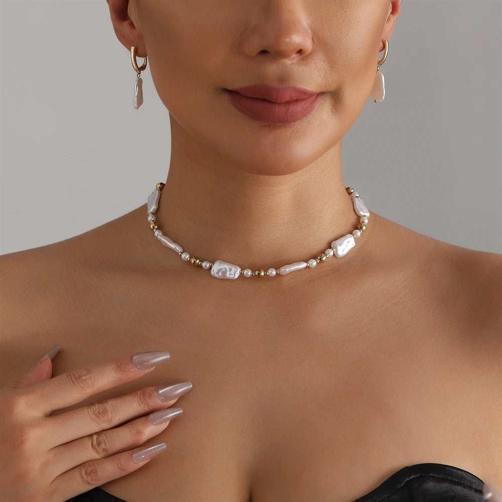 Fashion Sweet Elegant Beads Necklaces for Girls Glamorous Stylish Earrings Jewelry Suits Sets for Women Ladies Accessories