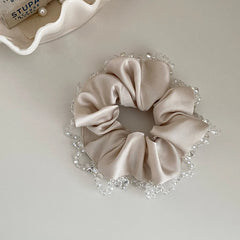 Crystal Lace Hair Scrunchies Elegant Heavy Duty Hair Ties for Women Girls Ponytail Holder Simple Hair Bands Hair Accessories