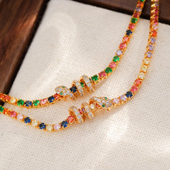 Female Colored Rhinestone 18k Gold-plated Zircon Bracelet Fashion Charms Dainty Low MOQ in Stock Jewelry for Women Daily Causal