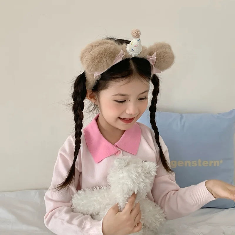 Cute Fashion Sweet Fluffy Hair Bands for Baby Girls Animals Bear Bowknot Bee Head Bands for Kids Children Hair Accessories