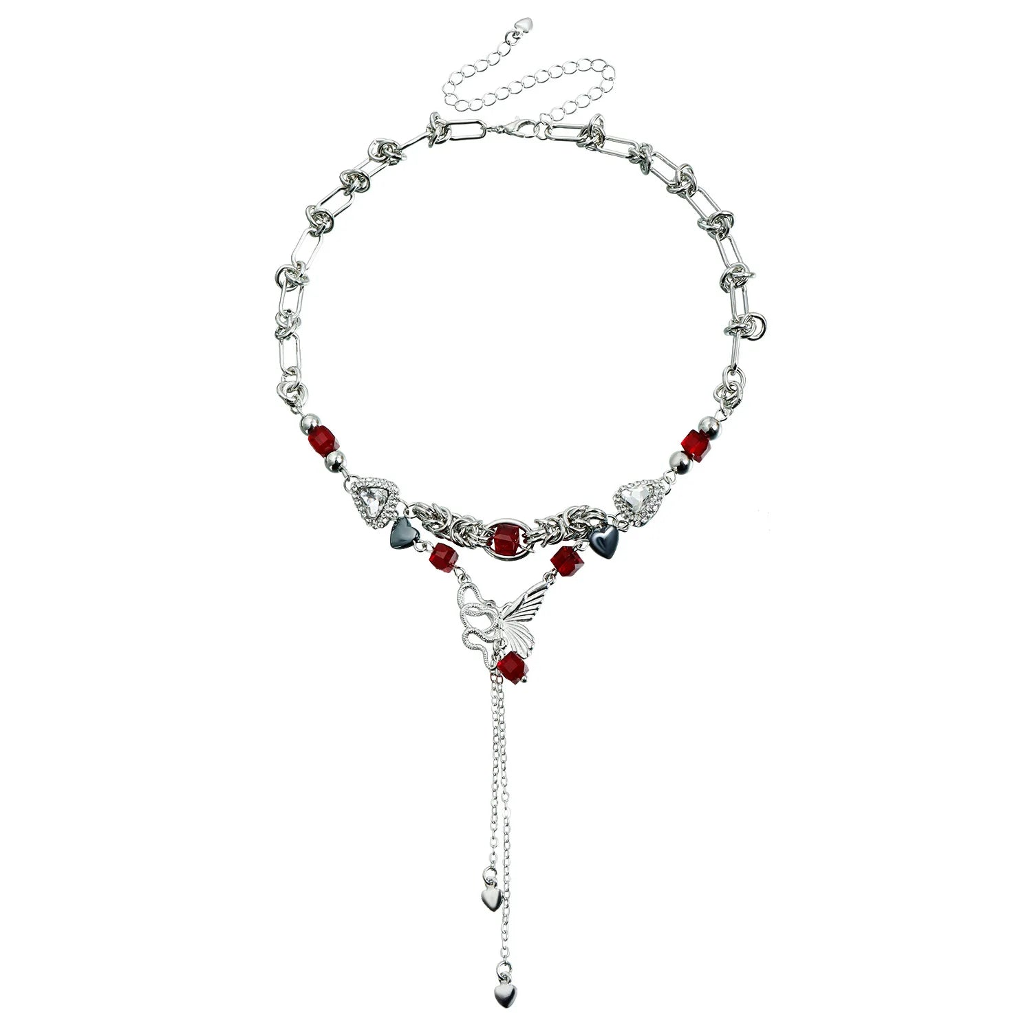 Fashion Gothic Glitter Sweet Spicy Necklaces for Girls Sweater Chain Heart Shaped Jewelry for Women Ladies Accessories Wholesale