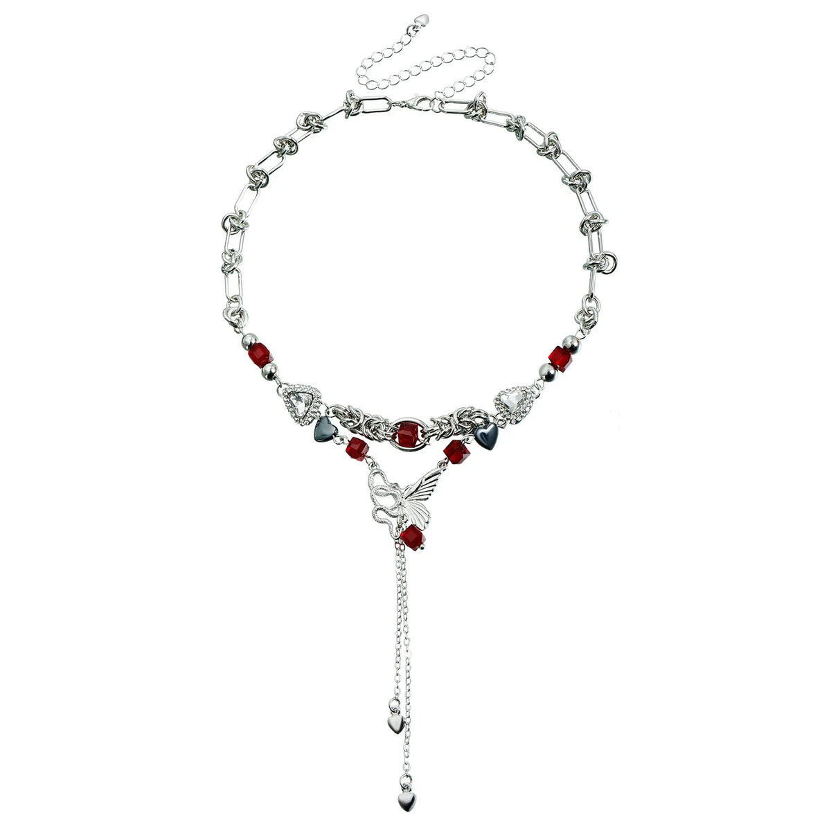Fashion Gothic Glitter Sweet Spicy Necklaces for Girls Sweater Chain Heart Shaped Jewelry for Women Ladies Accessories Wholesale