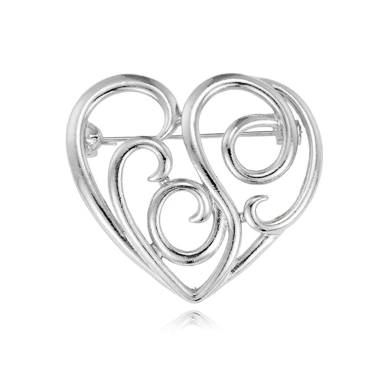 Fashion Simple Minimalistic Heart Shaped Brooches for Girls Sweet Elegant Pins Jewelry for Women Ladies Accessories Wholesale
