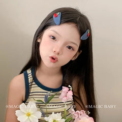 Sweet Cute Animals Cat Fruits Kitty Hair Clips for Baby Girls Heart Shaped Snap Clips for Kids Children Hair Accessories Cherry
