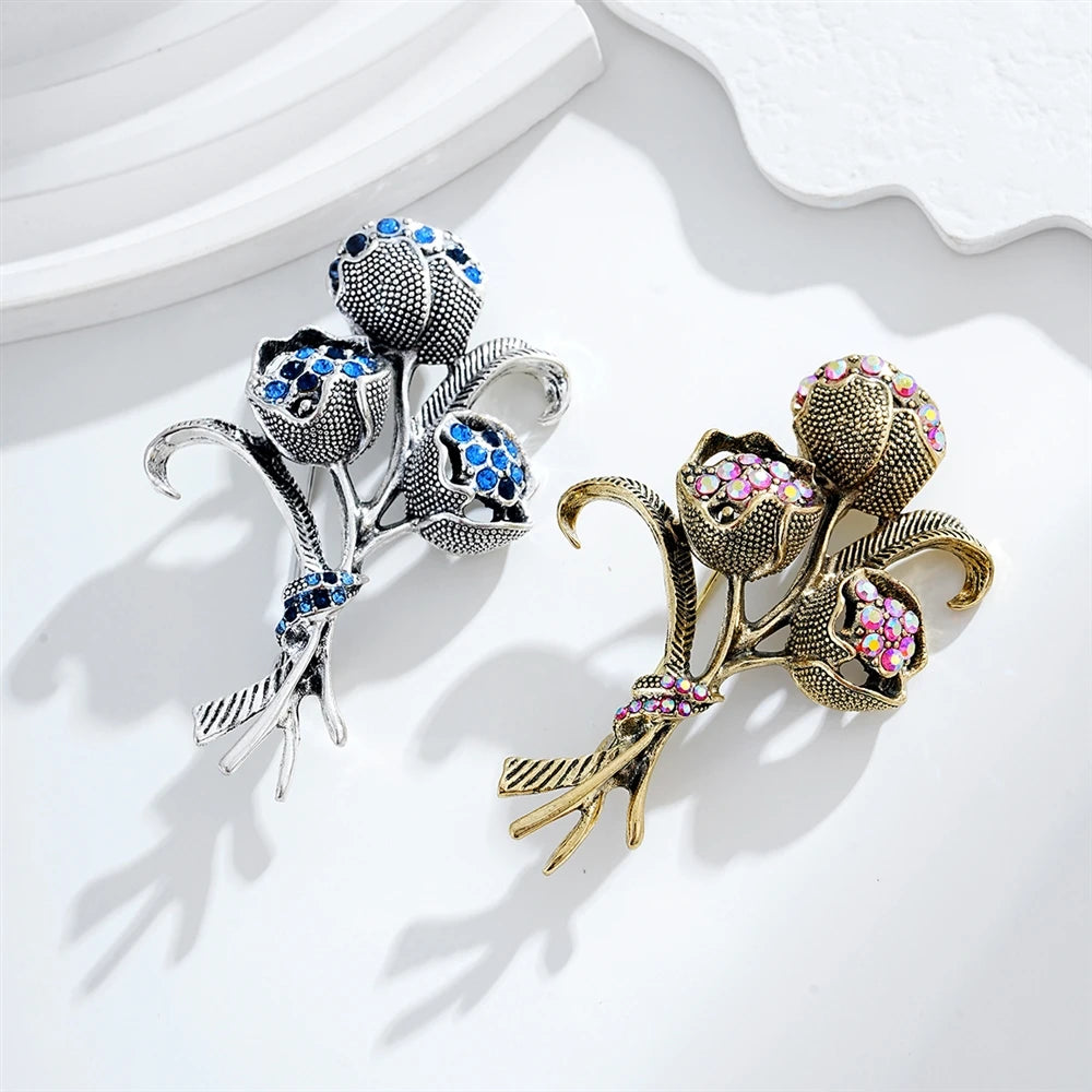 Fashion Fine Flowers Elegant Sweet Floral Brooches for Girls Stylish Trendy Pins Jewelry for Women Ladies Accessories Chic