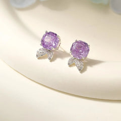 Women Purple Tail Rhinestone Small Stud Earring Trendy Popular Wholesale Lightweight Jewelry Accessories for Ladies Daily Causal