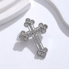 Fashion Glitter Gothic Sparkle Cross Trendy Brooches for Girls Glamorous Charms Pins Jewelry for Women Ladies Accessories Chic