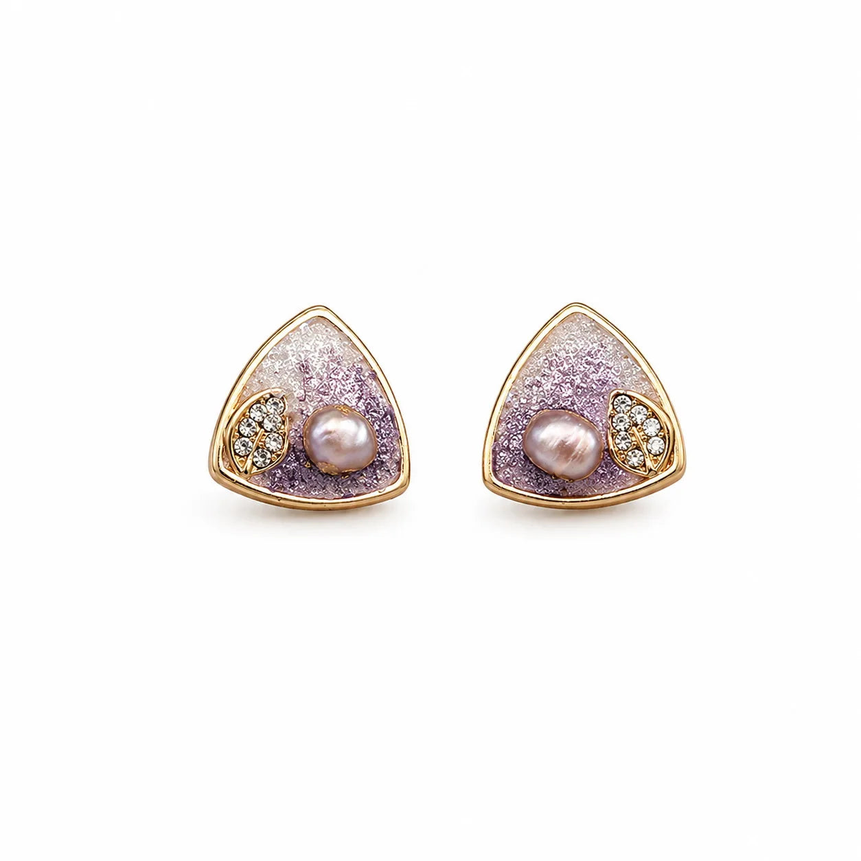 Fashion Freshwater Pearl Hand-Painted Drip Glaze Flower Stud Earrings for Girls Sweet Copper 18K Gold Jewelry Wholesale Bulk