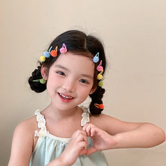 Mini Cute Kawaii Ball Hair Clips for Baby Girls Simple Snap Hair Accessories Solid Candy Color Sweet Style Alloy Fabric