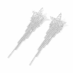 Women Irregular Shape Tassel Design Imitation Pearl Decorative Drop Earring Fashion Glitter Sequined Bulk Jewelry Accessories