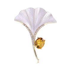 Fashion Plants Gingko Elegant Sweet Brooches for Girls Trendy Stylish Vintage Jewelry for Women Ladies Accessories Wholesale