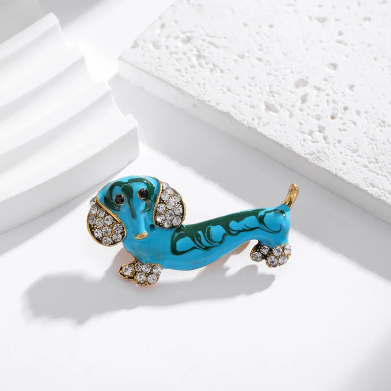 Fashion Cartoon Animals Cartoon Glitter Puppy Brooches for Girls Sweet Elegant Pins Jewelry for Women Ladies Accessories Dogs