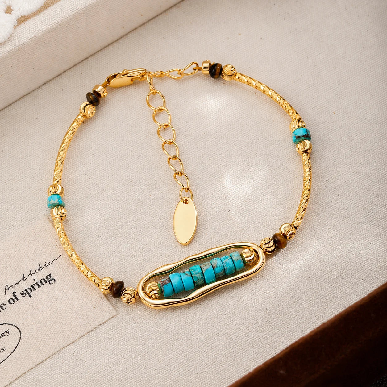 Fashion Baroque Pearl Turquoise Tiger Eye Stone 18K Gold Plated Jewelry Sets for Girls Necklaces Bracelets for Women Ladies
