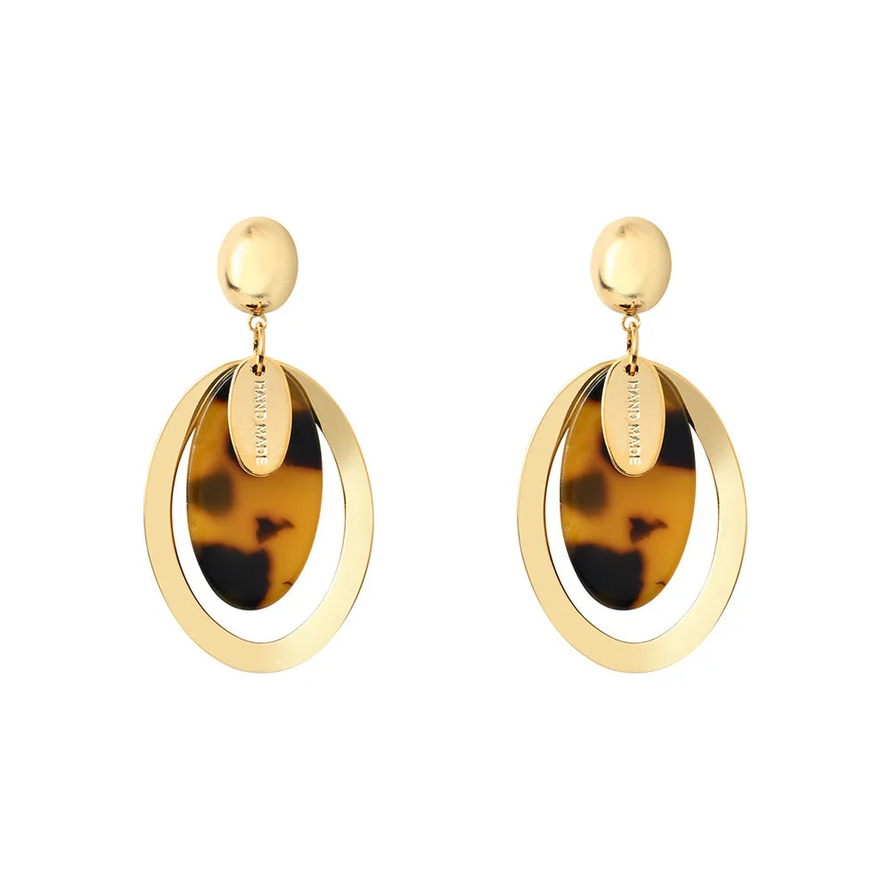 Retro Hoop Earrings Women Leopard Print Geometric Acetate Plate Stud Earrings Light Luxury High-end Fashion Accessories Bulk