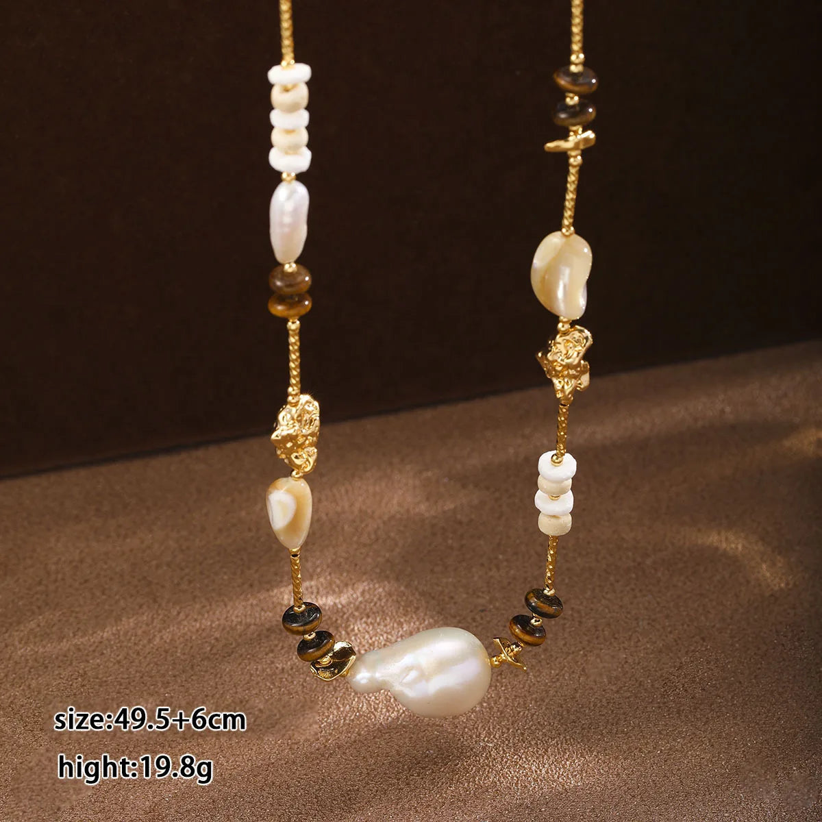 Fashion Baroque Pearl Shell Tiger Eye Stone Beads Necklaces for Girls Vintage Jewelry for Women Ladies Wholesale China Factory