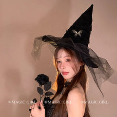 Women Halloween Party Black Tulle Large Hair Clips Hat Fashion Beauty Elegant Customized Bulk Order in Stock Hairpins Accessory