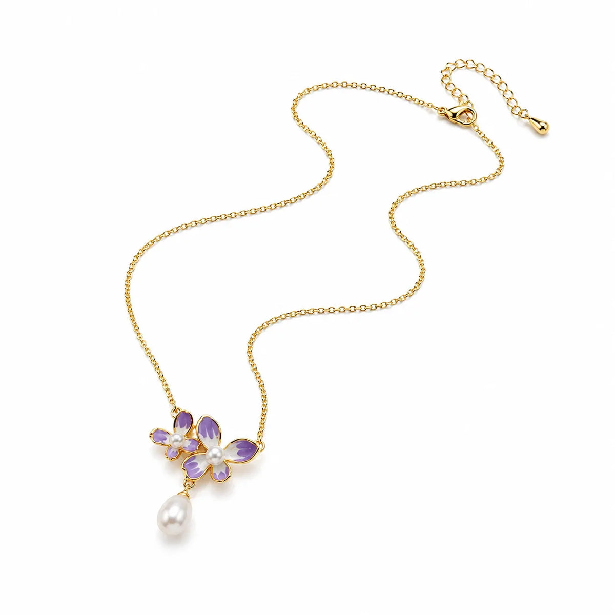 Female Flower Purple Chain Freshwater Pearl 18k Gold-plated Necklace Fashion Elegant Beauty Low MOQ in Stock Jewelry for Daily