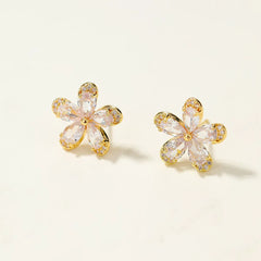 Elegant Trendy Flower Floral Glitter Bowknot Stud Earrings for Girls Sweet Elegant Glamorous Charms Jewelry for Women Ladies