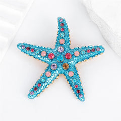 Fashion Starfish Sweet Trendy Ocean Brooches for Girls Glitter Glamorous Pins Jewelry for Women Ladies Accessories Wholesale