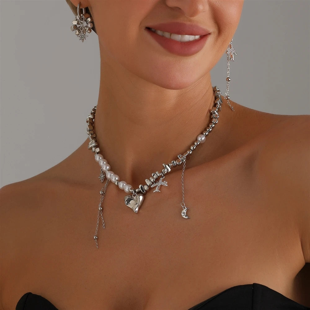 Fashion Beads Heart Airplane Sweet Necklaces for Girls Trendy Stylish Tassel Jewellry for Women Ladies Accessories Wholesale