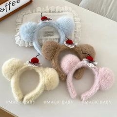 Cute Sweet Fluffy Animals Bear Ear Head Band for Baby Girls Fashion Kawaii Fruit Hairband for Kids Children Hair Accessories