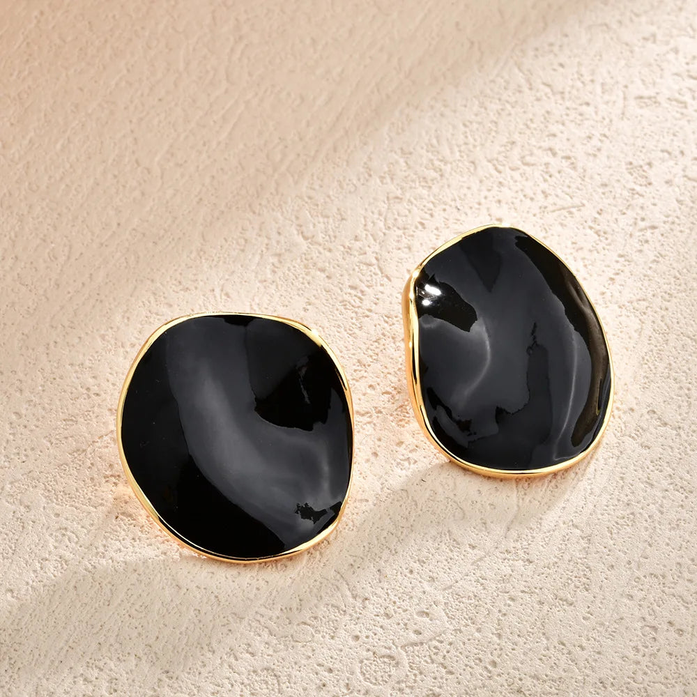 French Style Dropping Glaze Pleated Round Earrings for Women Light Luxury High-end Elegant Earring Stud Fashion Charms Earrings