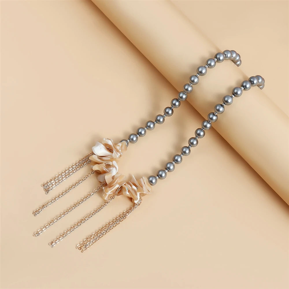 Fashion Flower Floral Tassel Trendy Necklaces for Girls Sweet Elegant Stylish Jewelry for Women Ladies Accessories Wholesale