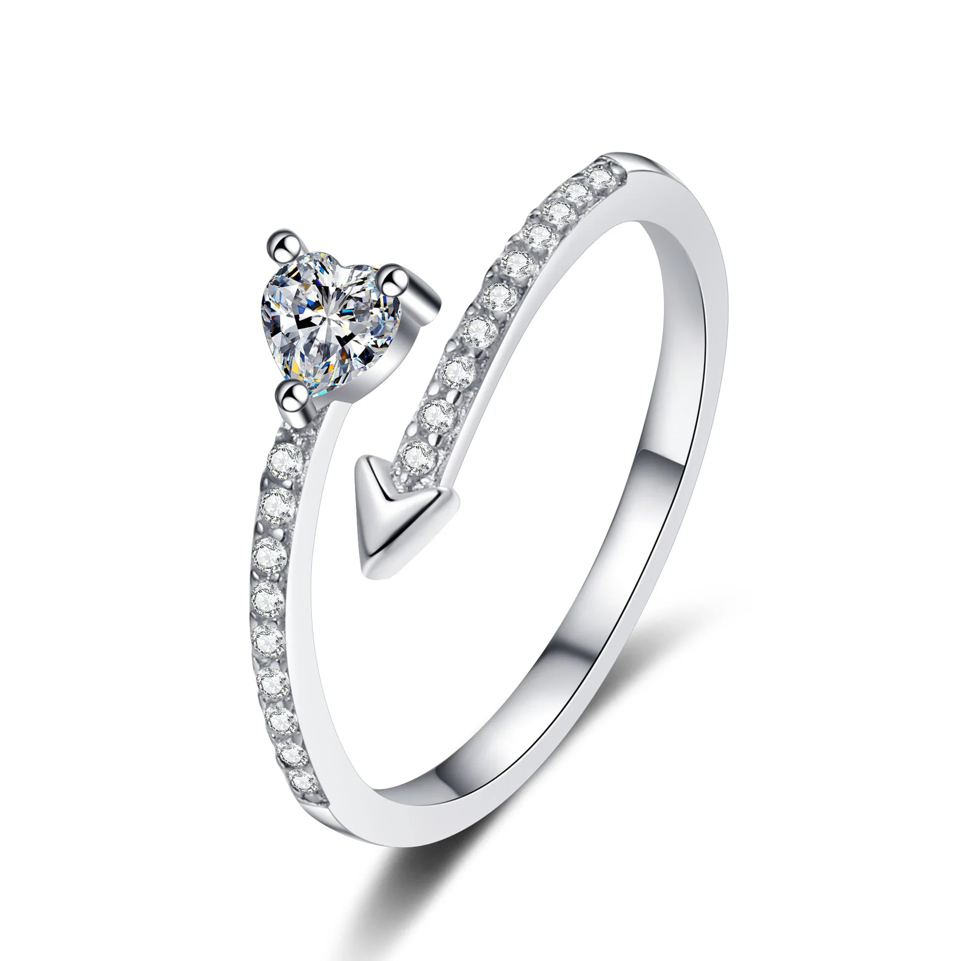 Korean Simple Heart-shaped Rings Women's Fashion Zircon Love Couple Ring InstaStyle Light Luxury Jewelry Accessories Wholesale