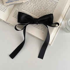 Elegant Trendy Customized Fabric Hair Claws Barrette Clips Hot Sale Black Solid Color Ribbon Bowknot for Women for Party Daily