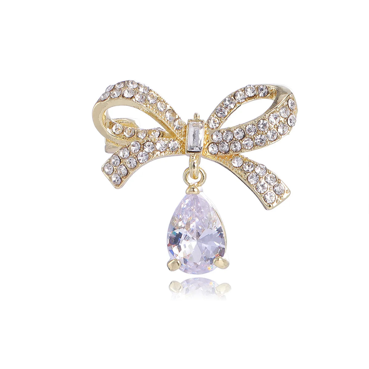 Fashion Bowknot Classic Elegant Rhinestone Glitter Brooches for Girls Stylish Simple Pins Jewelry for Women Ladies Accessories