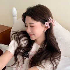 Sweet Cute Bowknot Solid Color Ribbon Hair Claw Clips for Girls Elegant Fashion Haarspange for Women Ladies Hair Accessories