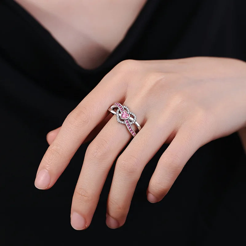 Heart Pink Zircon Rings for Women Adjustable Romantic Love Promise Ring Fashion High-end Jewelry Gift Accessories Wholesale