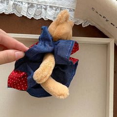 Fashion Animals Bear Polka Dot Scrunchies for Baby Girls Cute Sweet Hair Ties for Kids Children Hair Accessories in Stock