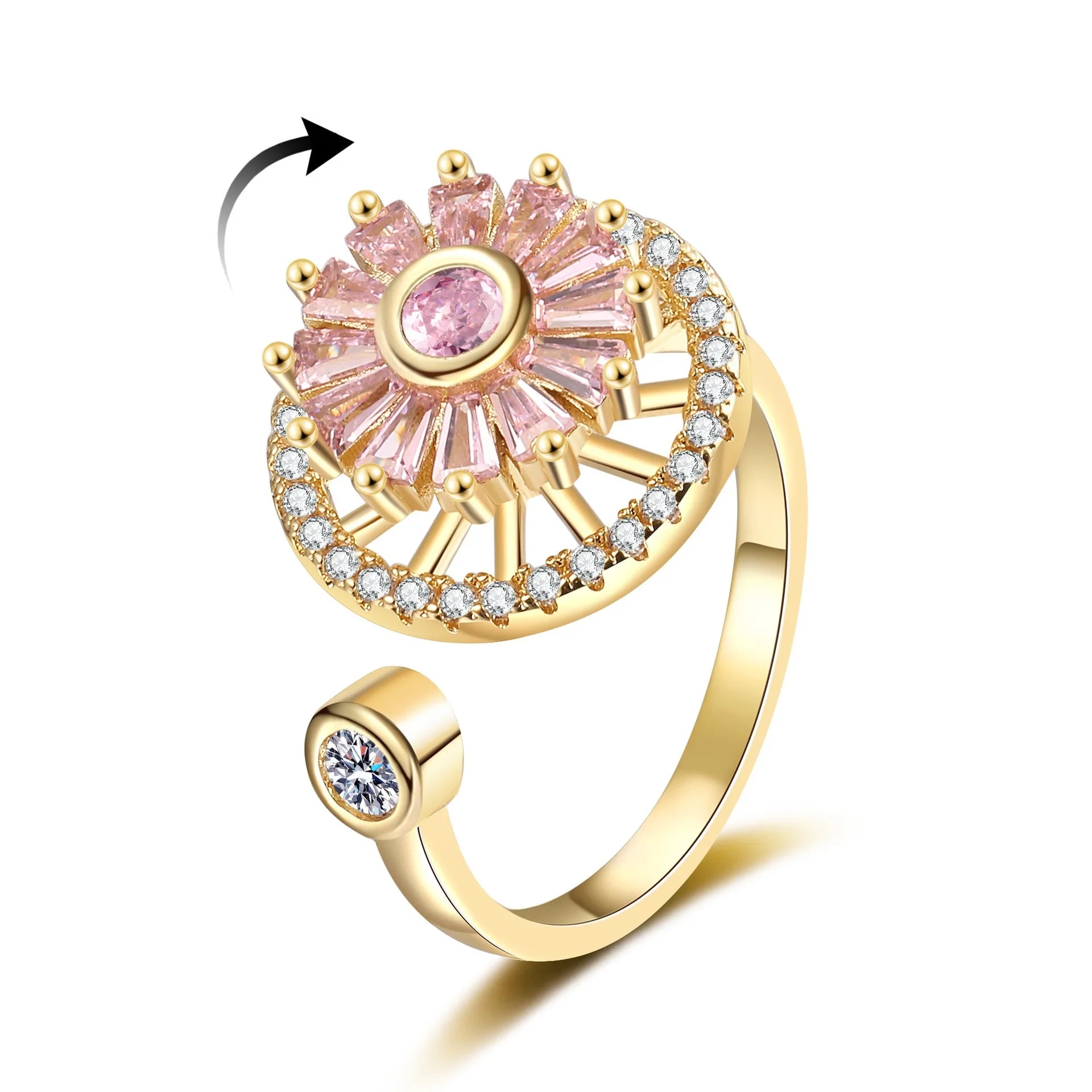 Hot Sale Rotating Rings Clover Shining Zircon Niche Design Micro-set Adjustable Index Finger Rings Women Accessories Wholesale