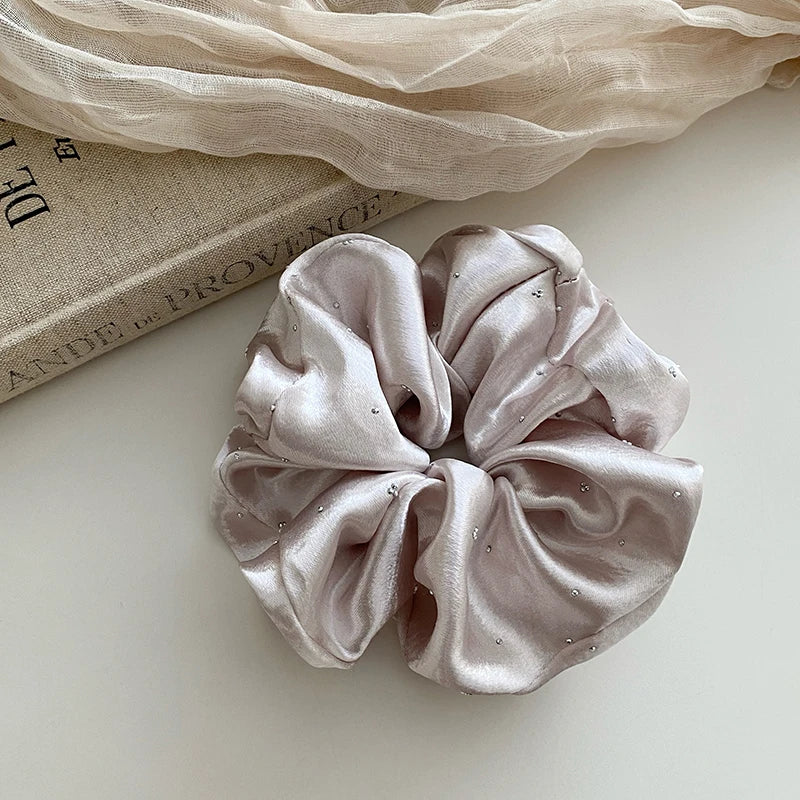 Fashion Satin Lustrous Simple Scrunchies for Girls Minimalistic Solid Color Hair Ties for Women Ladies Hair Accessories Chic