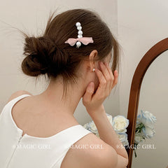 Glitter Fashion Luxurious Imitation Pearl Hair Clips for Girls Bowknot Chic Sweet Bobby Pin for Women Ladies Hair Accessories
