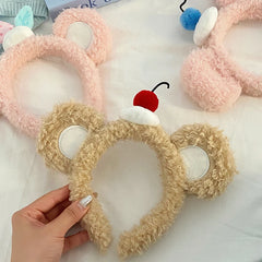 Hot Sale Cherry Fruits Solid Color Downy Headbands Sweet Cute Wholesale New Design in Stock Hairbands Accessories for Women