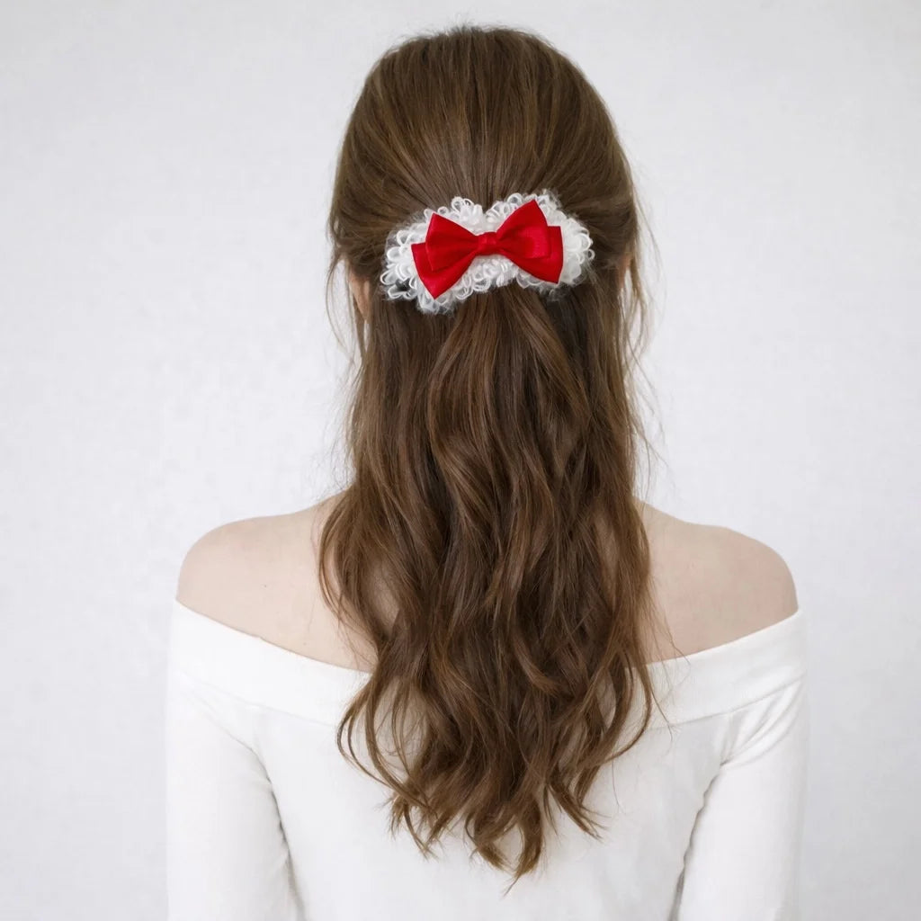 Fashion Bowknot Lace Sweet Cute Hair Clips for Girls Elegant Princess Style Banana Clips for Women Ladies Hair Accessories