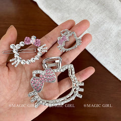Luxurious 5cm Glitter Bowknot Hair Claw Clip for Girls Cute Kitty Cat Animals Cartoon Hair Clutches Sweet Women's Hair
