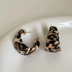 Women Leopard Print Decorative Small Hoop Earring Fashion Elegant Glamorous Trendy Wholesale Jewelry Accessories for Daily Use