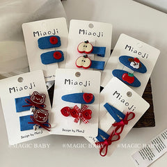 Sweet Cute Fruits Kitty Cat Button Bowknot Hair Clips for Baby Girls Animals Haarspange for Kids Children Hair Accessories