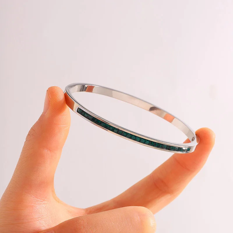 Fashionable Colorful Micro-Zircon Bracelet Glitter Stainless Steel Non-fading High-end Dainty Women's Jewelry Accessories Bulk