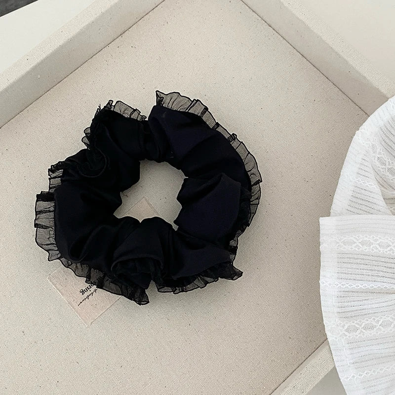Simple Lace Elegant Solid Color Scrunchies for Girls Elegant French Style Hair Ties for Women Ladies Hair Accessories Chic